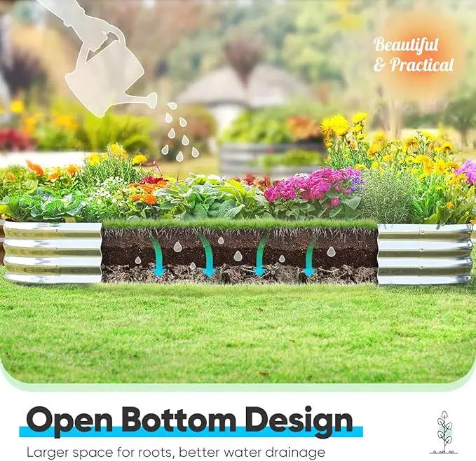 Quictent Galvanized Raised Garden Bed Kit, 6x3x1ft Oval Large Metal Outdoor Planting Box, Ground Planter Strengthened by Crossbar, Silver by GreenHaven Gardens
