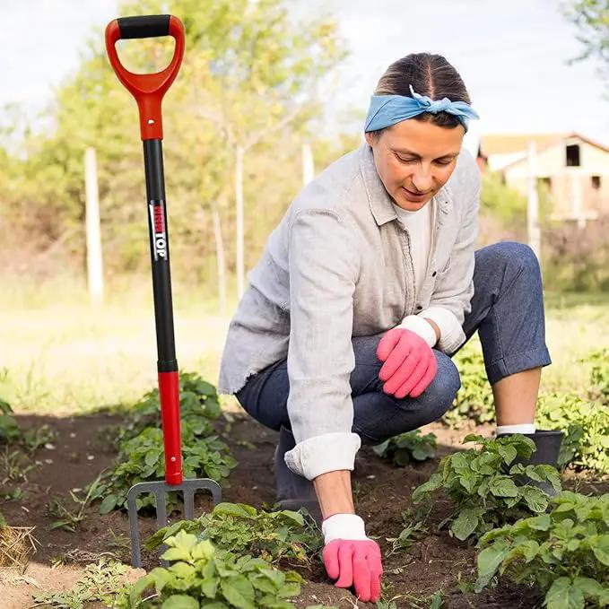 4-Tine Pitch Fork Garden Digging Fork Spading Fork Heavy Duty Pitchfork for Gardening Potato Fork, 43 inches by GreenHaven Gardens
