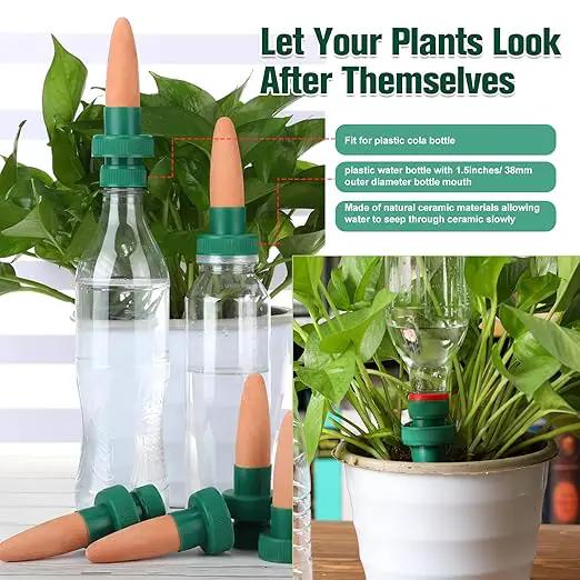 Patelai Terracotta Plant Watering Spikes Self to Use with Cola Bottles Houseplant Watering Stakes Automatic Irrigation System (10 Pack,Terracotta) by GreenHaven Gardens