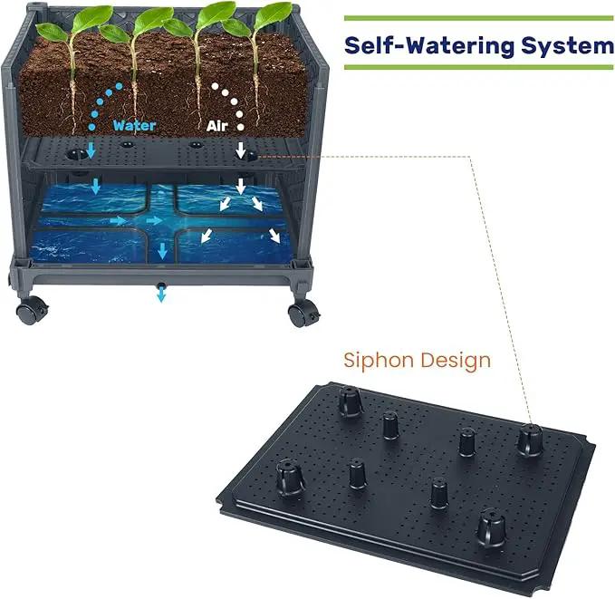 LINEX Raised Garden Bed Planter Box with Trellis, 67.6” Tomato Planters for Climbing Plants Vegetable Vine Flowers Outdoor Patio, Tomatoes Cage w/Self-Watering & Wheels by GreenHaven Gardens