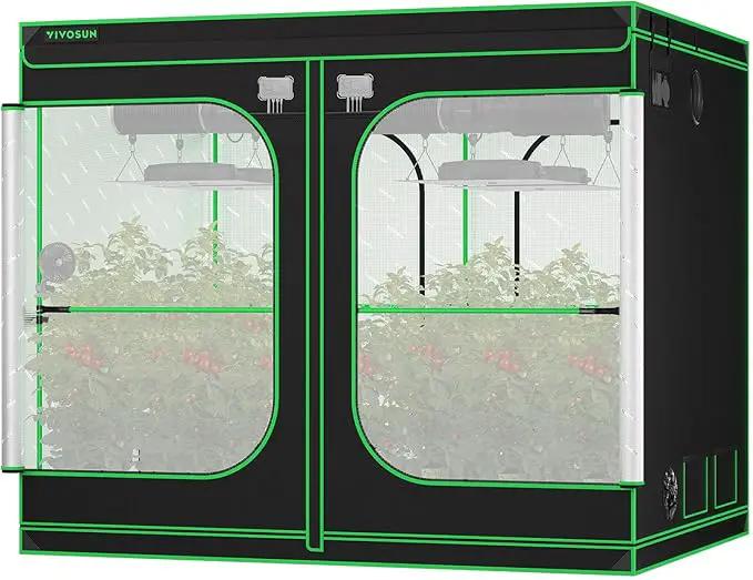 VIVOSUN P888 96"×96"×80" PRO Grow Tent, with Thick 1 inch Poles, Strengthened High Reflective Mylar Oxford Fabric, Extra Hanging Bars & High CFM Kit for Hydroponics Indoor Plant for VS4000×4 by GreenHaven Gardens