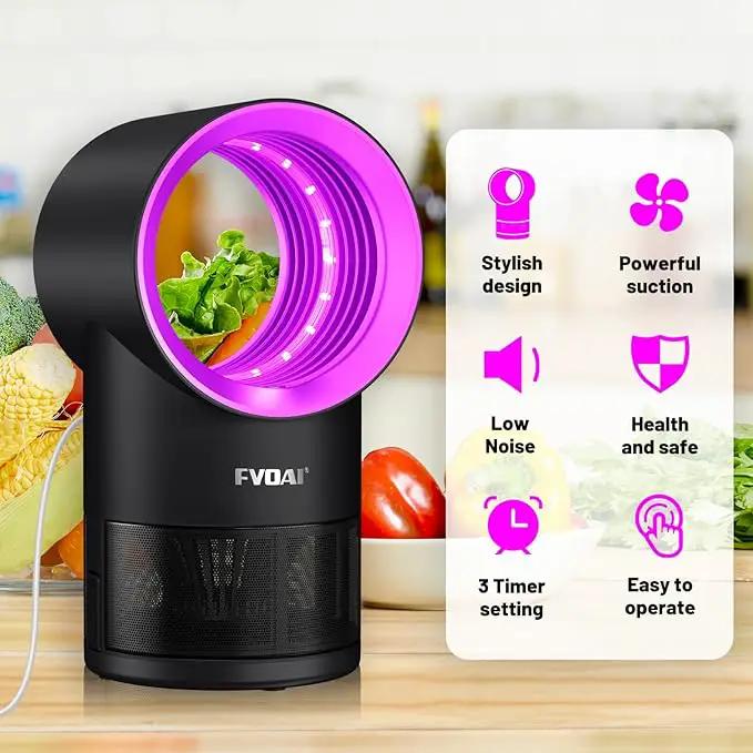 Fruit Fly Trap for Indoors, Fly Traps Indoor for Home Bug Zapper Indoor Insect Trap with Time Setting,Suction, Bug Light & 1 Pcs Sticky Glue Boards (Pink) by GreenHaven Gardens