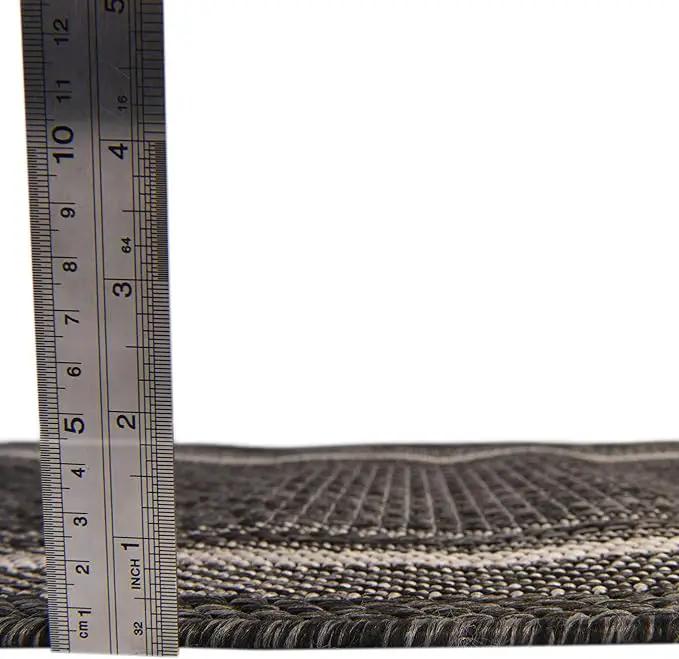 Unique Loom Outdoor Border Collection Area Rug - Soft Border (7' 10" Square, Black/ Ivory) by GreenHaven Gardens