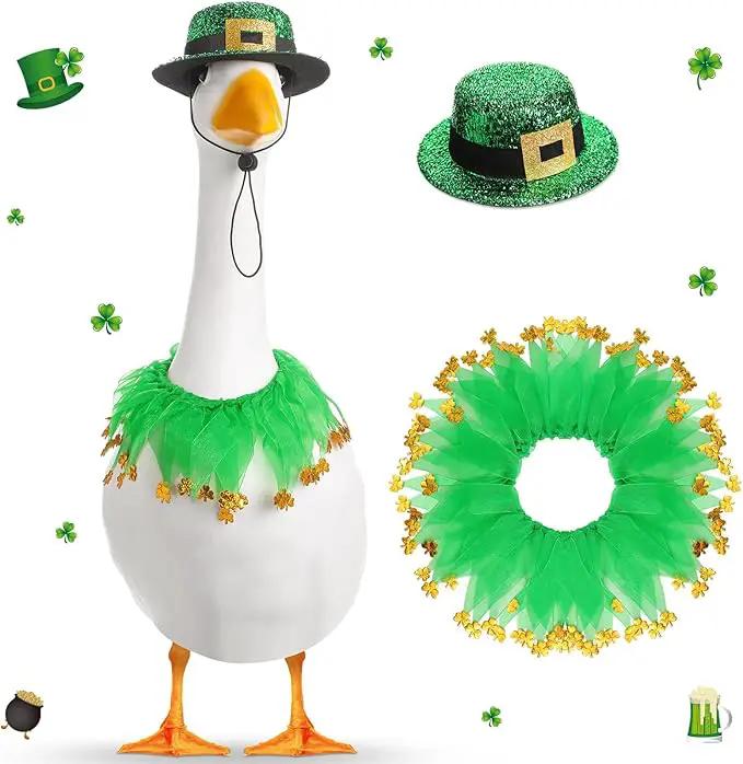 St. Patrick's Day Porch Goose Outfit 23"/ 17'' Statue Tuxedo Bandana Top Hat Cloth for Goose Lawn Decoration(Collar) by GreenHaven Gardens