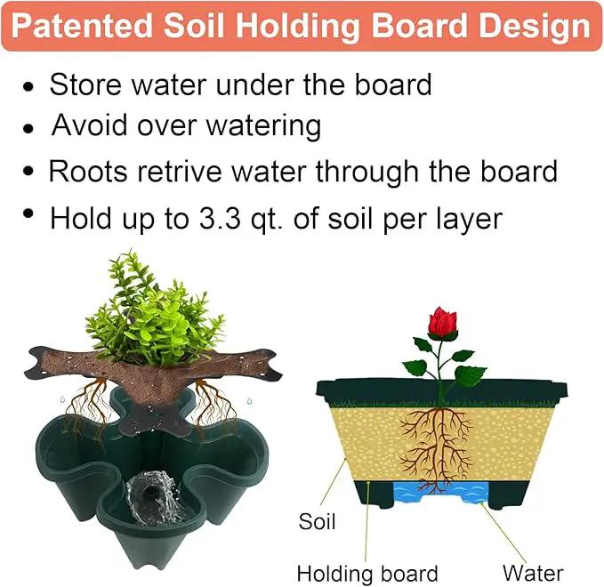 Vertical Planter, 6 Tier Stackable Strawberry Planter with Garden Tool Set, Movable Indoor/Outdoor Garden Herb Pot for Growing Vegetables and Succulents, Green by GreenHaven Gardens