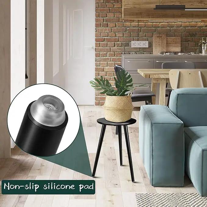 Indoor Plant Stand - Uneedem Wood Mid Century Plant Stand for Indoor Plants, Modern Plant Table,Tall Plant Holder for Flower Pots, Small Round Side Table, End Table (B2-Black,High: 16.5") by GreenHaven Gardens