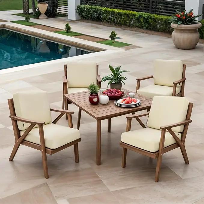 Favoyard Outdoor Deep Seat Cushion Set, 22 x 22 Inch Rainproof & 3-Year Fade Resistant Patio Furniture Cushions, Removable Seat Bottom & Back Cushion Covers with Ties for Chair, Sofa, Couch, Beige by GreenHaven Gardens