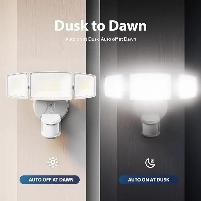 Onforu 75W LED Motion Sensor Outdoor Lights, Dusk to Dawn Flood Light Outdoor Motion Sensor, Hardwired Security Lights Floodlights Outside 7500LM 6500K Daylight IP65 Waterproof (White) by GreenHaven Gardens