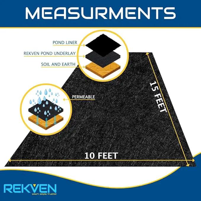 10 x 15 Feet Pond Liner Underlayment Non Woven Geotextile with 15 U-Pins by GreenHaven Gardens