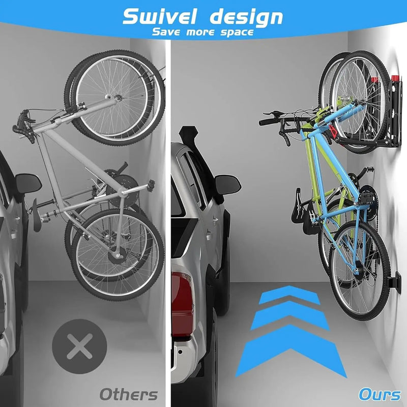 WALMANN BIKEPAL No Lifting Wall Mounted Swivel Bike Rack, Bike Wall Hangers for Garage Space Saving Vertical Bike Storage(1 Pack) by GreenHaven Gardens