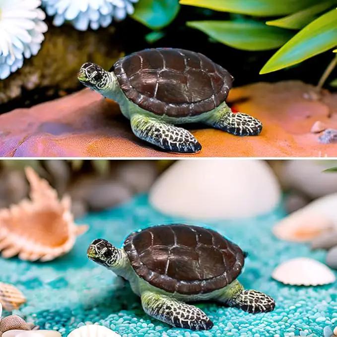 Small Turtle Figurine Sea Turtle Figurine Little Resin Turtle for Garden Decor Sea Turtle Figure Outdoor Outside Pond Ornaments Decorations Mini Statue Valentine's Day Gifts Brown by GreenHaven Gardens