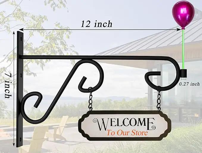 Plant Hanger Hook 4 Pack Hanging Basket Hooks,12in Metal Plant Wall Hanger,Plant Bracket Hook for Hanging Flower Baskets,Outdoor & Indoor Plant Hook Black by GreenHaven Gardens