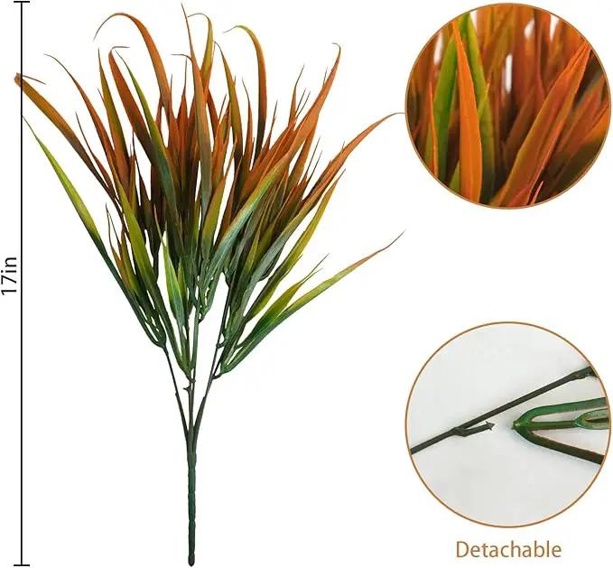 Uieke 6 Bundles Artificial Outdoor Plants UV Resistant Fake Grass Plants Faux Plastic Plants Greenery Shrubs for Home Garden Pathway Window Box Front Porch Summer Fall Decor, Autumn Orange by GreenHaven Gardens