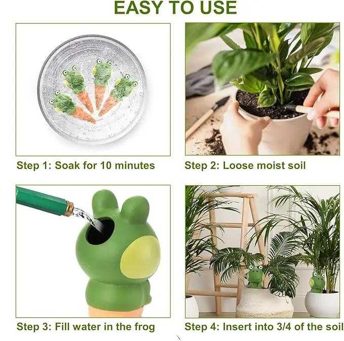 DEAYOU 4 Pack Terracotta Self Watering Spikes, Frog Shaped Plant Watering Stakes, Slow Release Automatic Watering Device Garden Waterer for Indoor and Outdoor Plants, Vacation Plants by GreenHaven Gardens