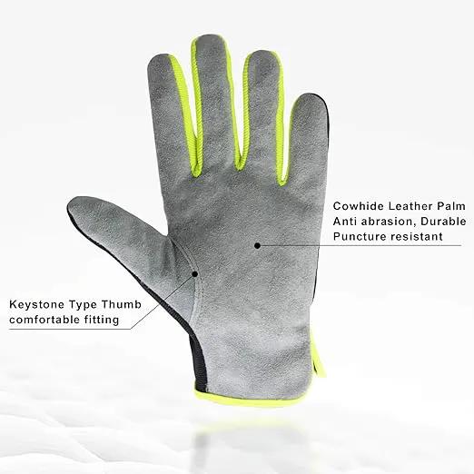 HLDD HANDLANDY 2 Pairs Leather Gardening Gloves for Men, Utility Work Gloves for Gardening, Yardwork, Construction, Mechanics, Great Garden Gifts for Men Women by GreenHaven Gardens