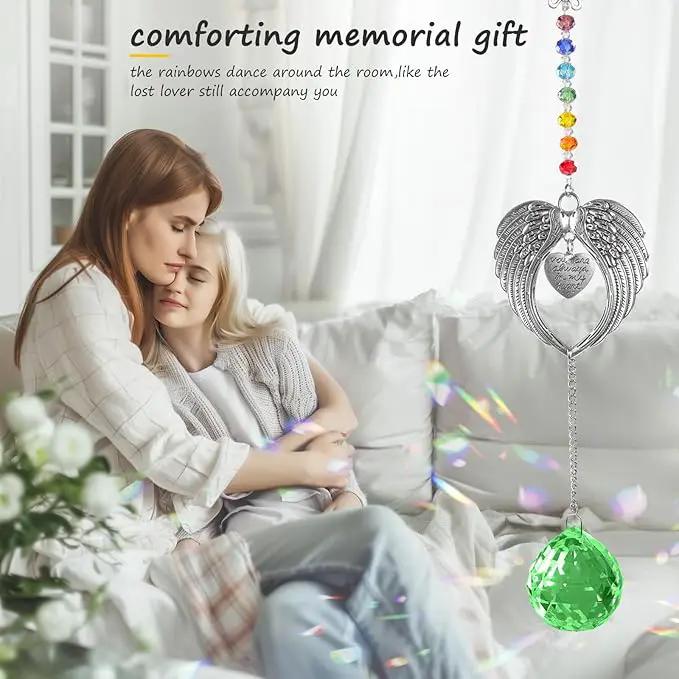Memorial Gifts for Loss of Loved One Unique Sympathy Gifts Rainbow Sun Catcher Indoor Window Hanging Crystal Prism Grief Bereavement Gifts Ideas for Who Loss of Mom Dad (Green) by GreenHaven Gardens