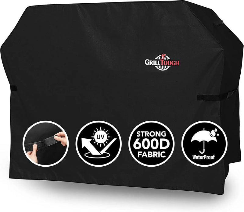 Heavy Duty BBQ Grill Cover for Outdoor Grill, 72 Inch – Waterproof, Weather Resistant, UV & Fade Resistant with Adjustable Straps – Gas Grill Cover for Weber, Genesis, Charbroil, etc. Black by GreenHaven Gardens