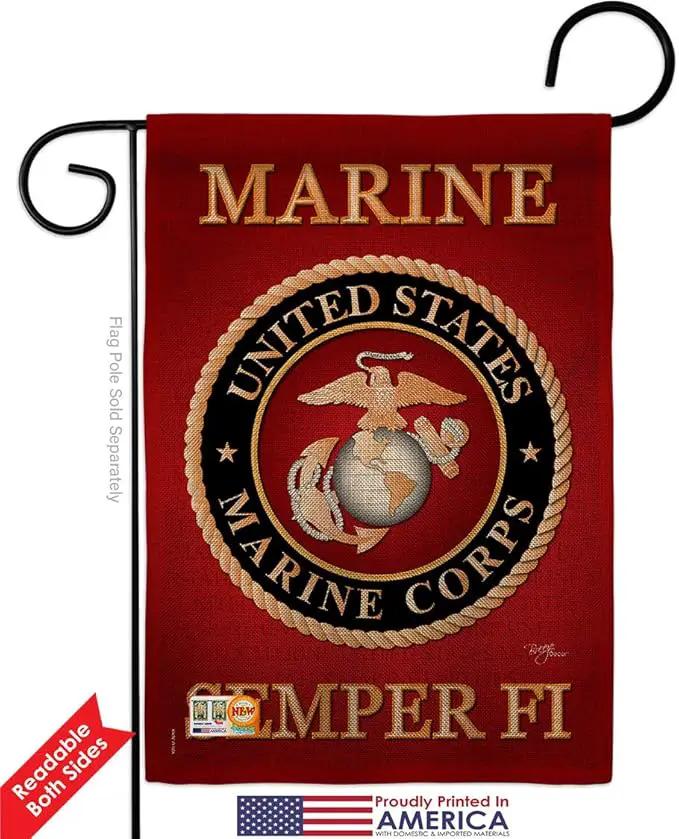 Marine Corps Burlap Garden Flag - Pack Armed Forces USMC Semper Fi United State American Military Veteran Retire Official Support Our Troops - House Banner Small Yard Gift Double-Sided 13 X 18.5 by GreenHaven Gardens