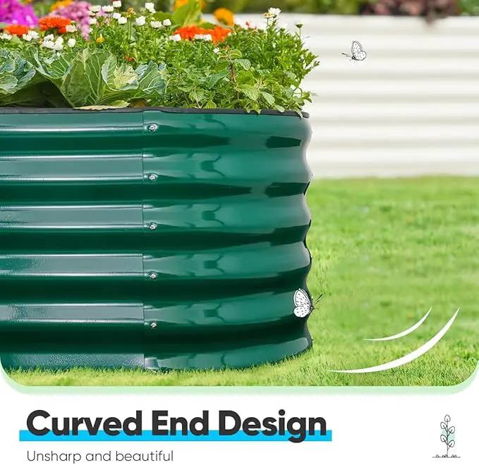 Quictent Galvanized Raised Garden Bed Kit, 8x4x1.5 ft Oval Metal Planter Box Tall for Vegetables Outdoor Backyard, Rubber Strip Edging Included (Dark Green) by GreenHaven Gardens