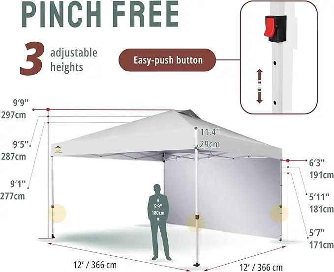 CROWN SHADES 12x12 Pop Up Canopy Tent Instant Commercial with 150D Silver Coated Fabric Including 1 Removable Sidewall, 4 Ropes, 8 Stakes, Weight Bags, STO 'N Go Bag, White by GreenHaven Gardens