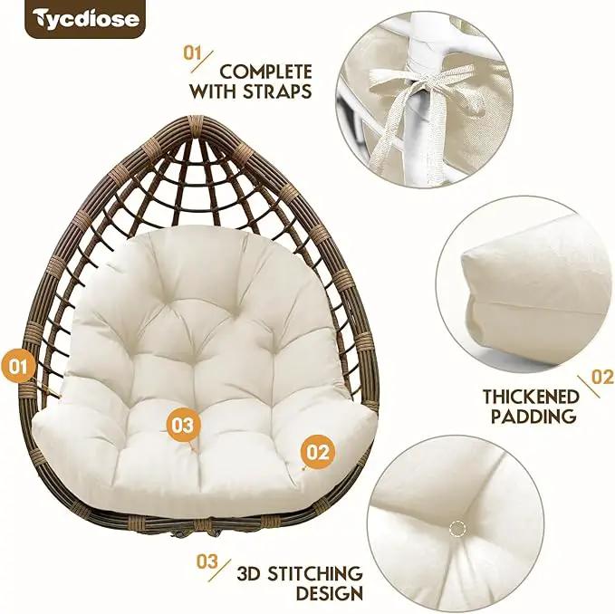 Egg Chair Cushion Replacement, Waterproof Outdoor Hanging Egg Chair Cushion Hammock Swing Chairs Cushions Pads, U-Shaped Thickened Cushions for Hanging Eggs Chairs, 47x33x7 Inches (Cream) by GreenHaven Gardens