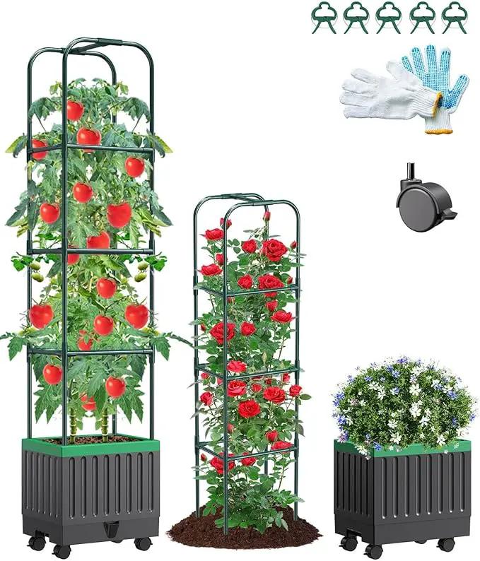 Tomato Planter Box with Trellis, 68.7" Tall Self Watering Tomato Cages for Climbing Vegetables Plant, Raised Garden Bed for Garden, Tomato Plant Support Pots for Patio Indoor Outdoor（68.7" ） by GreenHaven Gardens
