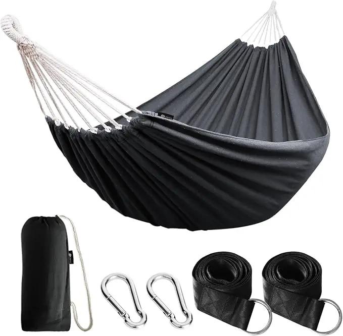 ANYOO Cotton Hammock Portable Camping Hammocks for Hanging Sturdy Garden Comfortable Fabric Hammock with Tree Straps Up to 660lbs with Travel Bag for Camping Outdoor/Indoor Patio Backyard by GreenHaven Gardens