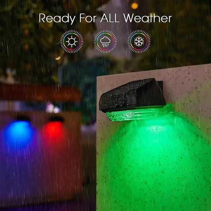 Solar Step Lights Outdoor Waterproof, 4 Pack RGB & 7 RGB Outdoor Solar Lights for Fence with 2 Lighting Modes, Solar Powered Deck Lights for Step Stairs Garden Yard by GreenHaven Gardens