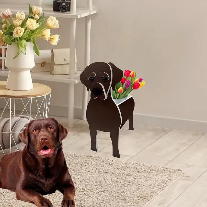 Chocolate Labrador Dog Planter Plant Pots,Cute Garden Dog Flower Planter,Dog Planters Birthday Gifts for Women,Office,Indoor/Outdoor Decor(9.45 * 6.38 * 13.39in) by GreenHaven Gardens