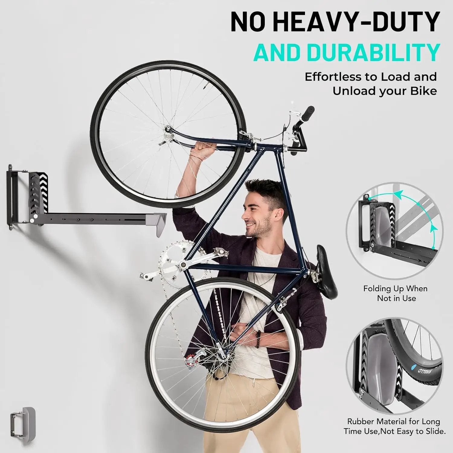 3-Pack Swivel Bike Rack Wall Mount, Bike Hangers for Garage, Space-Saving Vertical Bike Holder, Holds up to 77 lbs, Bicycle Wall Hanger Storage, No Heavy Lifting Required Indoor Hanging Bike Rack by GreenHaven Gardens