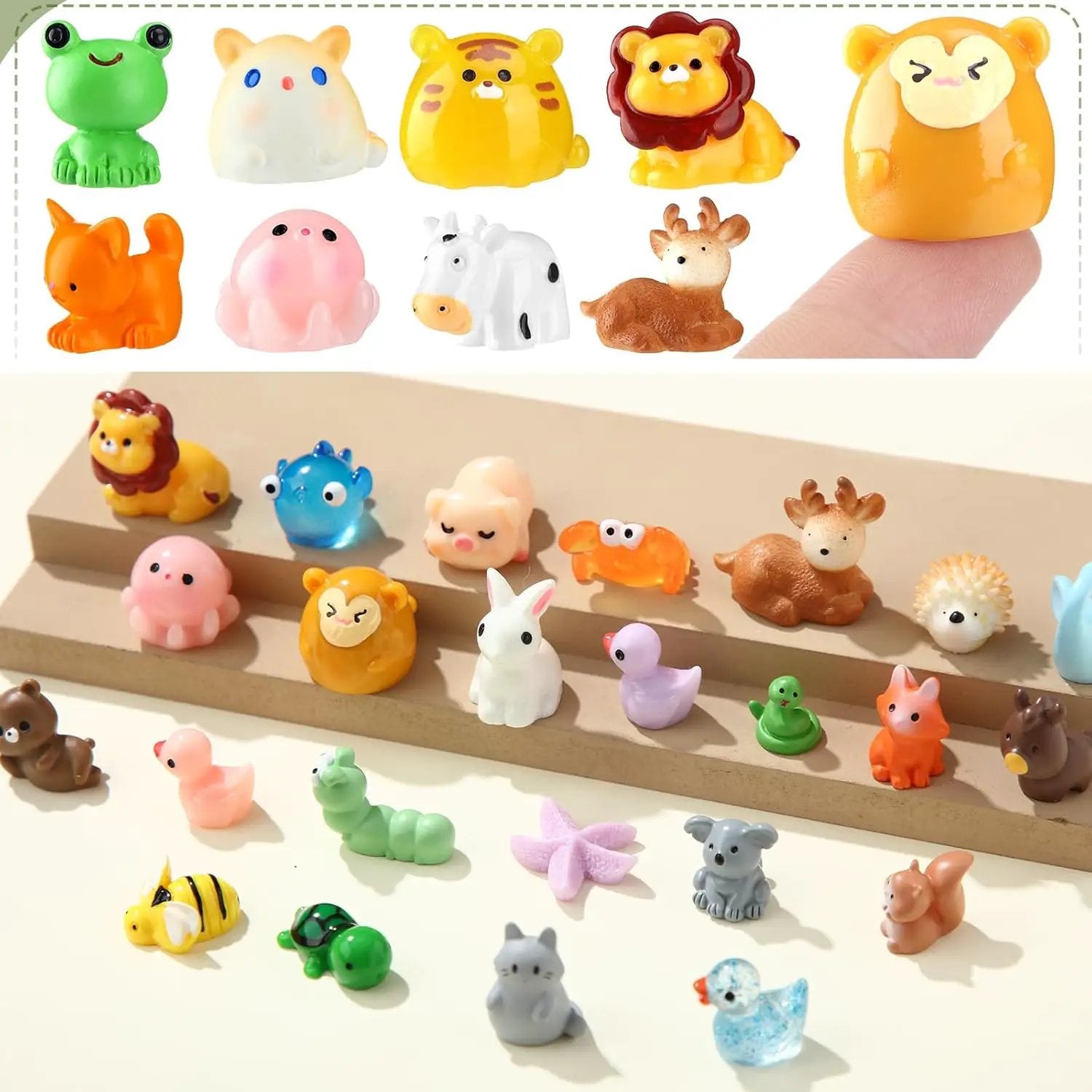 50 Pcs Mini Resin Animals Various Mini Animals Figurines for Farm Animal Figures,Dollhouse,Fairy House Garden,Micro Landscaping by GreenHaven Gardens