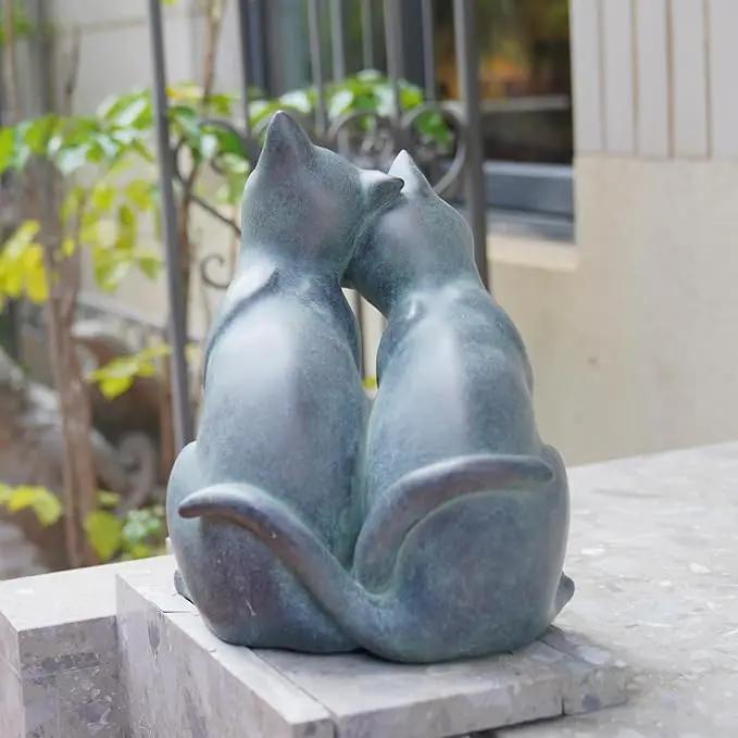 Newman House Studio Garden-Statues Cats Kitten-Couple Figurines Decor - Polyresin Sculpture for Outside Farmhouse Yard, 8.9 * 8.3 * 10.9 Inch by GreenHaven Gardens
