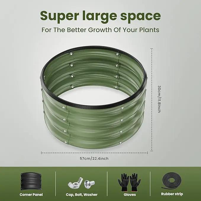 ZXZYHFTY Round Galvanized Raised Garden Bed kit,Green Outdoor Garden Raised Planter Box, Round Large Metal Raised Garden Beds for Vegetable 2 * 2 * 1ft 2 Pcs by GreenHaven Gardens
