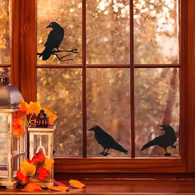 Qmetalart Raven Halloween Decor Outdoor Crow Yard Art Exterior Rustic Metal Black Bird Mini Garden Ornament Fence Topper Gothic Home Decor Outdoor Gate Post Sculpture Witchy Gift by GreenHaven Gardens
