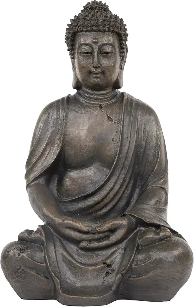 Alpine Corporation 15" Tall Indoor/Outdoor Meditating Buddha Statuary Décor by GreenHaven Gardens