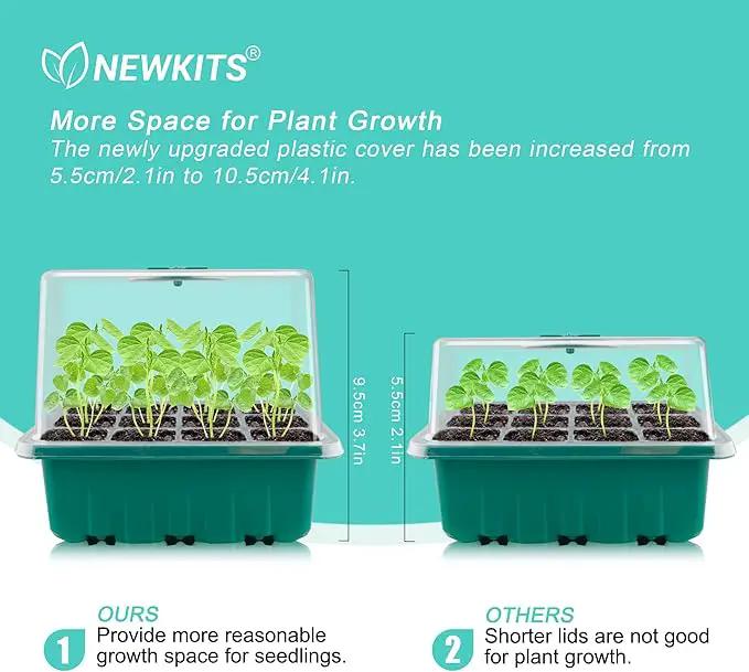 Seed Starter Tray with Grow Light, Plant Germination Starter Kit Seed Starter kit with Humidity Dome and Base for Greenhouse Grow Wheatgrass Hydroponic (Timed Seedling Tray) by GreenHaven Gardens