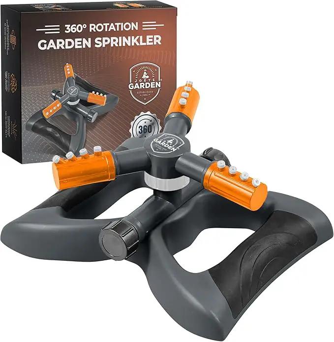 Joeys Sprinkler for Yard, Rotating Garden Sprinkler for Large Area Coverage, Lawn and Yard Sprinklers (Orange) by GreenHaven Gardens