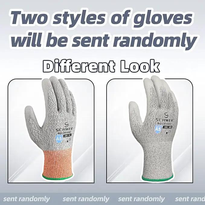 Schwer 12 Pairs ANSI A5 Cut Resistant Work Gloves, Cut Proof Gloves with PU Coating, Used for Metal Fabrication, WoodWorking, Construction, Non Slip, Durable, L, CR3088 by GreenHaven Gardens