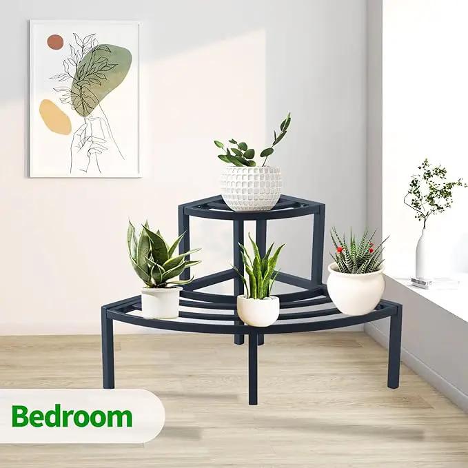 Aluminum 2-Tier Plant Stand Lightweight, Sturdy, and Rust-Free Corner Shelf Ladder Rack Perfect for Indoor and Outdoor Greenery Display by GreenHaven Gardens