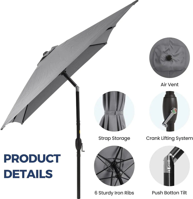 SUNVIVI OUTDOOR Patio Umbrella, 6.5' x 10' Rectangular Patio Umbrella, Metal Pole Square Outdoor Umbrella with Crank and Push Button Tilt, 6 Steel Ribs, Polyester Canopy by GreenHaven Gardens