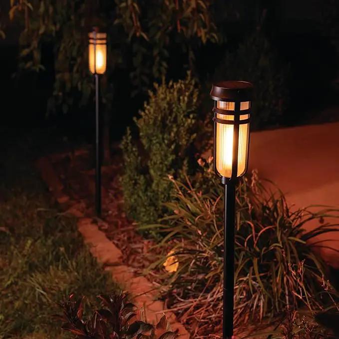 Metal Solar Torch - Adjustable Height (24" - 50"), Outdoor Lights with Flickering Flame, Waterproof Solar Powered Lights, Flame Torches for Patio, Pathway, Yard Decor, Matte Black (1-Pack) by GreenHaven Gardens