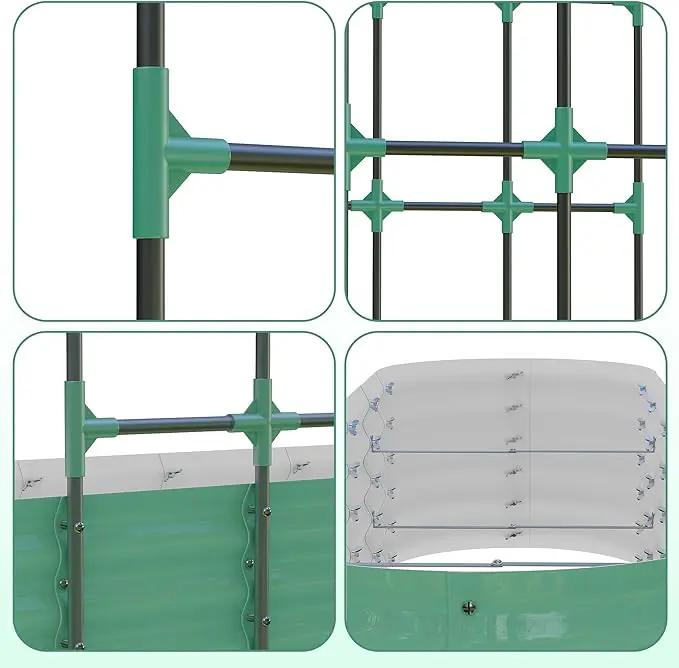 Galvanized Raised Garden Bed with 96" Tall Vertical Arch Trellis – Expandable Rust-Resistant Planter Box for Outdoor Plants, Flowers, Herbs & Vines – Includes Plant Clips, Drainage Netting,Green by GreenHaven Gardens