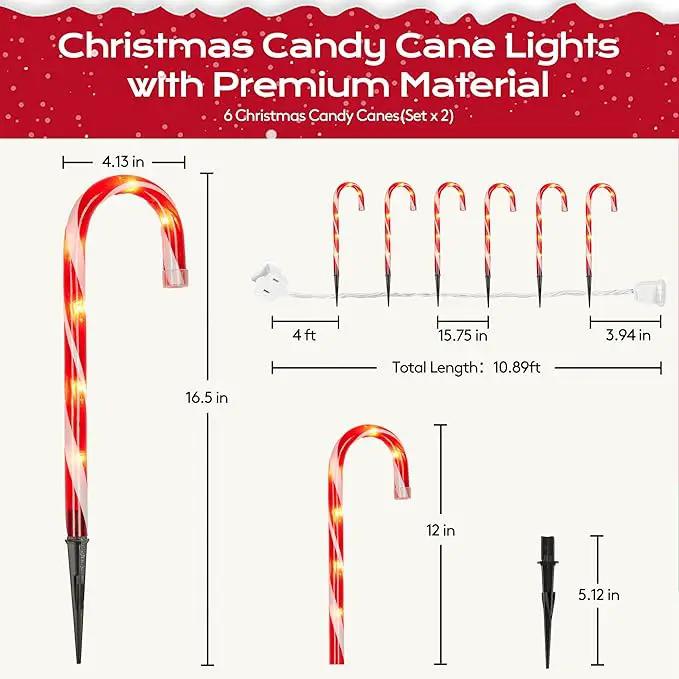 Christmas Candy Cane Lights 12Pcs Christmas Pathway Lights with 72 Count Incandescent Clear Lights, Connectable 12 Inch Pathway Makers Lights for Indoor Outdoor Walkway Patio Yard Lawn Decorations by GreenHaven Gardens