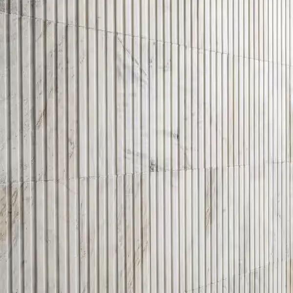 Open Box MSI Arabescato Venato White 4 in. x 12 in. Fluted Honed Marble Mosaic Wall Tile (4.95 sq. ft./Case) by Selzalot