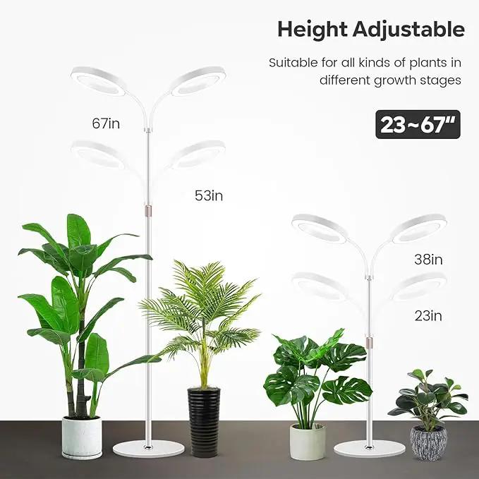 Garpsen Grow Lights for Indoor Plants, Dual-Head Full Spectrum LED Plant Light with Stand, 3 Color Modes Grow Lamp with Timer 6/12/16H, 5 Dimmable Levels, 168 LEDs and 67''Height Adjustable(White) by GreenHaven Gardens