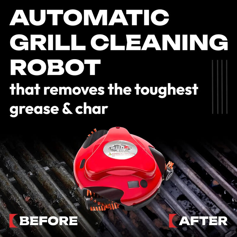 Grillbot Automatic Grill Cleaning Robot with Nylon Brushes, BBQ Grill Cleaner, Grill Brush, Grill Scraper, BBQ Accessories (Red Grillbot) by GreenHaven Gardens