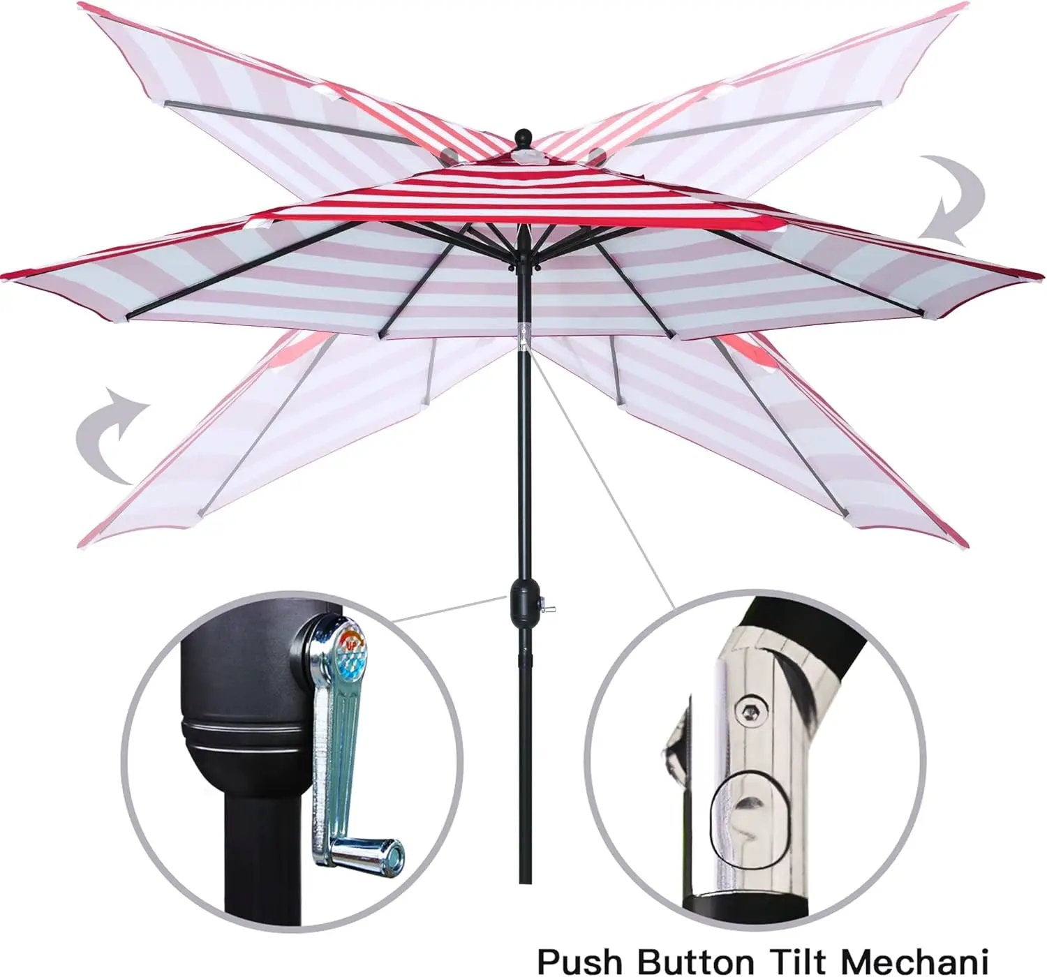 Sunnyglade 9' Patio Umbrella Outdoor Table Umbrella with 8 Sturdy Ribs (Red and White) by GreenHaven Gardens