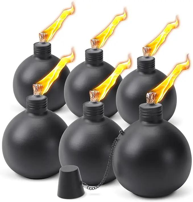 6 Pack Citronella Tabletop Torches, 25 oz Table Top Torches for Outdoor, Metal Oil Burner Candles, Garden Torches with Fiberglass Wick for Yard, Patio, Deck, Garden, Party, Landscape. by GreenHaven Gardens