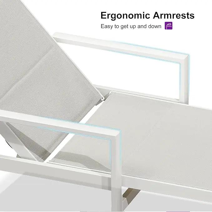 PURPLE LEAF Outdoor Chaise Lounge Set Adjustable Sunbathing Recliner with Armrest and Side Table for Poolside Beach Outside Patio Aluminum Chaise Lounger Cream by GreenHaven Gardens