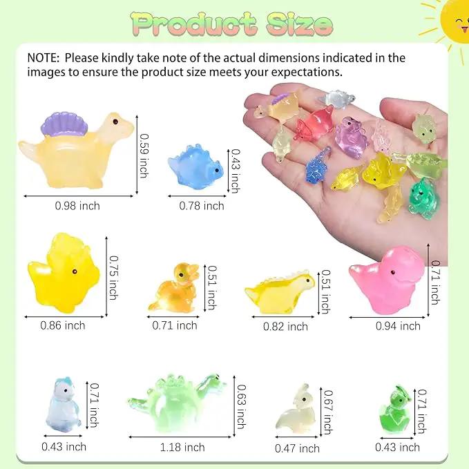 100PCS Luminous Mini Resin Dinosaur Glow in The Dark, 28 Styles Tiny Animals for Hide Garden Micro Landscape Dollhouse Decor Craft by GreenHaven Gardens